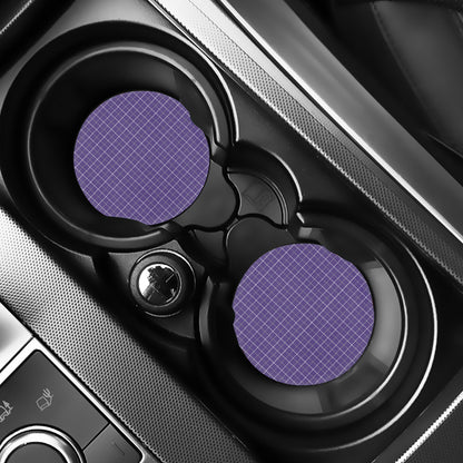 Purple Grey And White Tattersall Print Car Coasters