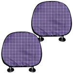 Purple Grey And White Tattersall Print Car Headrest Covers