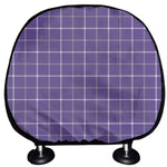Purple Grey And White Tattersall Print Car Headrest Covers