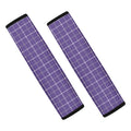 Purple Grey And White Tattersall Print Car Seat Belt Covers