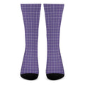 Purple Grey And White Tattersall Print Crew Socks