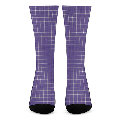 Purple Grey And White Tattersall Print Crew Socks