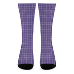 Purple Grey And White Tattersall Print Crew Socks