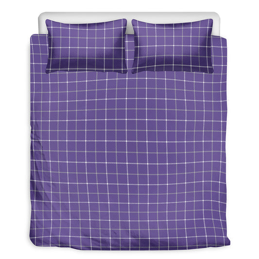 Purple Grey And White Tattersall Print Duvet Cover Bedding Set