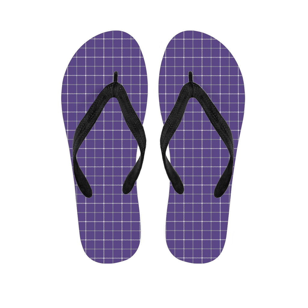 Purple Grey And White Tattersall Print Flip Flops