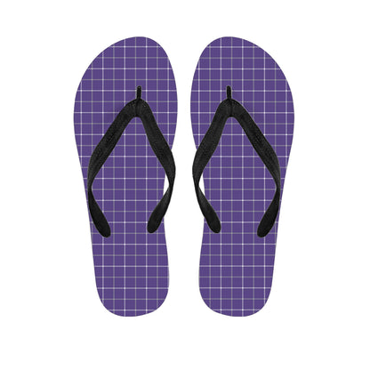 Purple Grey And White Tattersall Print Flip Flops