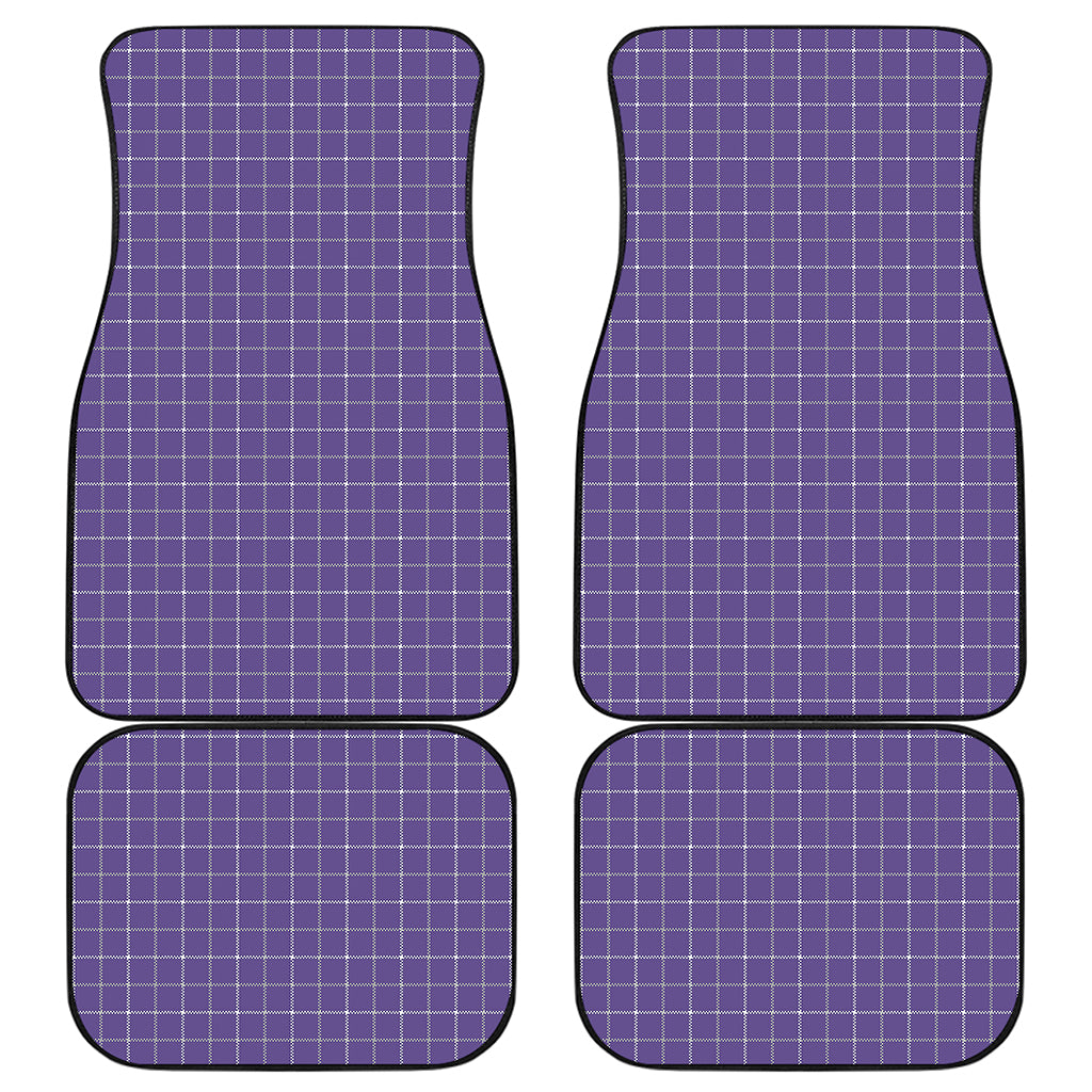 Purple Grey And White Tattersall Print Front and Back Car Floor Mats