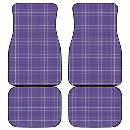 Purple Grey And White Tattersall Print Front and Back Car Floor Mats