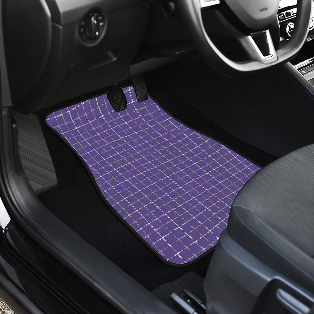 Purple Grey And White Tattersall Print Front and Back Car Floor Mats