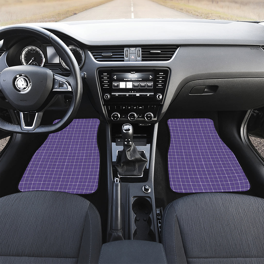 Purple Grey And White Tattersall Print Front Car Floor Mats