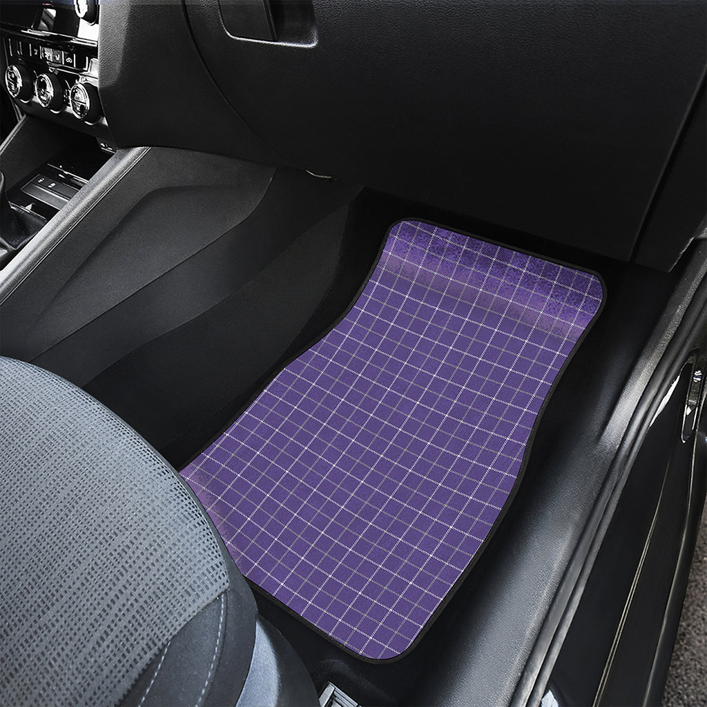 Purple Grey And White Tattersall Print Front Car Floor Mats