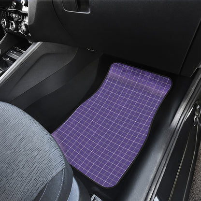 Purple Grey And White Tattersall Print Front Car Floor Mats