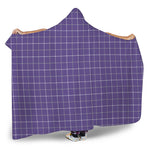 Purple Grey And White Tattersall Print Hooded Blanket
