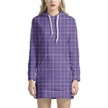 Purple Grey And White Tattersall Print Pullover Hoodie Dress