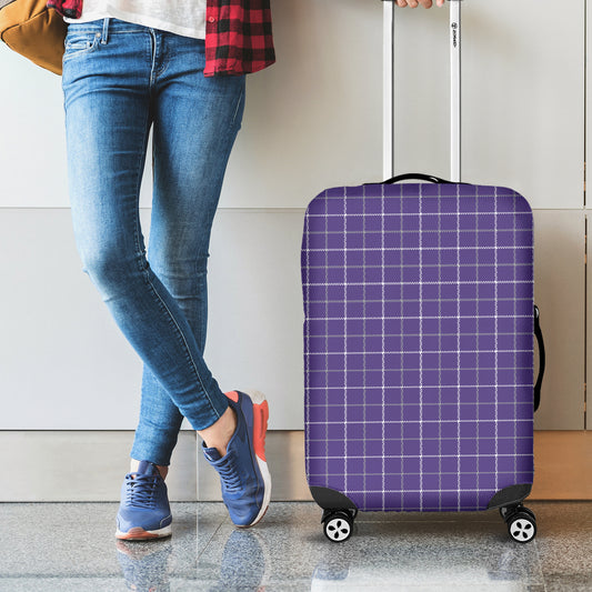 Purple Grey And White Tattersall Print Luggage Cover