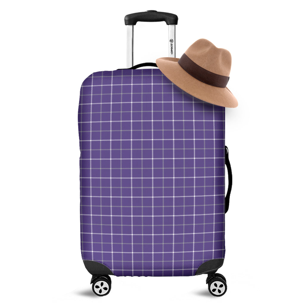 Purple Grey And White Tattersall Print Luggage Cover