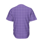 Purple Grey And White Tattersall Print Men's Baseball Jersey