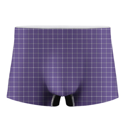 Purple Grey And White Tattersall Print Men's Boxer Briefs