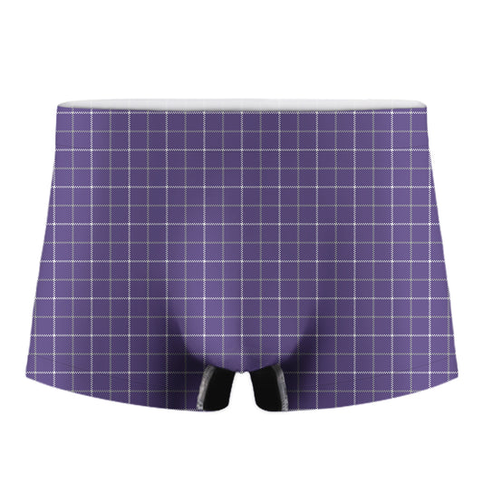 Purple Grey And White Tattersall Print Men's Boxer Briefs