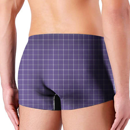 Purple Grey And White Tattersall Print Men's Boxer Briefs