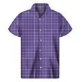 Purple Grey And White Tattersall Print Men's Short Sleeve Shirt