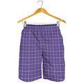 Purple Grey And White Tattersall Print Men's Shorts