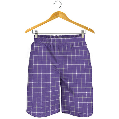 Purple Grey And White Tattersall Print Men's Shorts