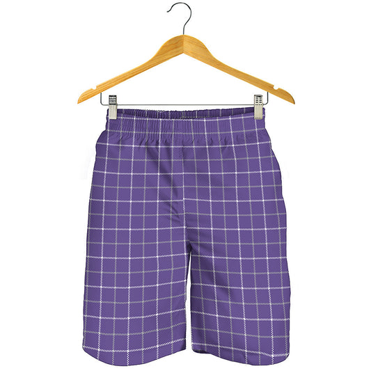 Purple Grey And White Tattersall Print Men's Shorts