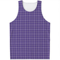 Purple Grey And White Tattersall Print Men's Tank Top
