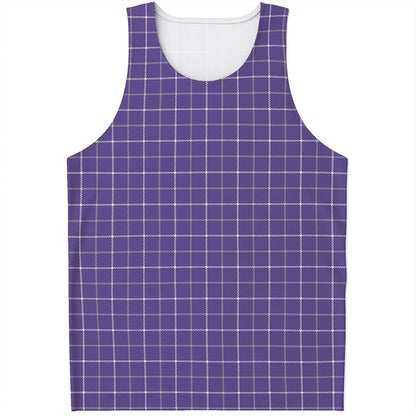Purple Grey And White Tattersall Print Men's Tank Top