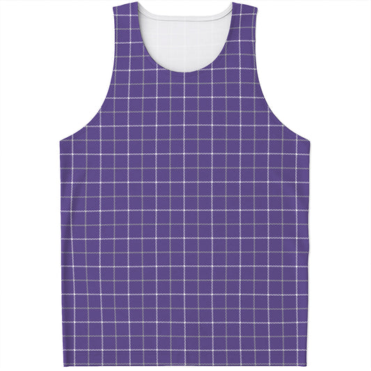 Purple Grey And White Tattersall Print Men's Tank Top