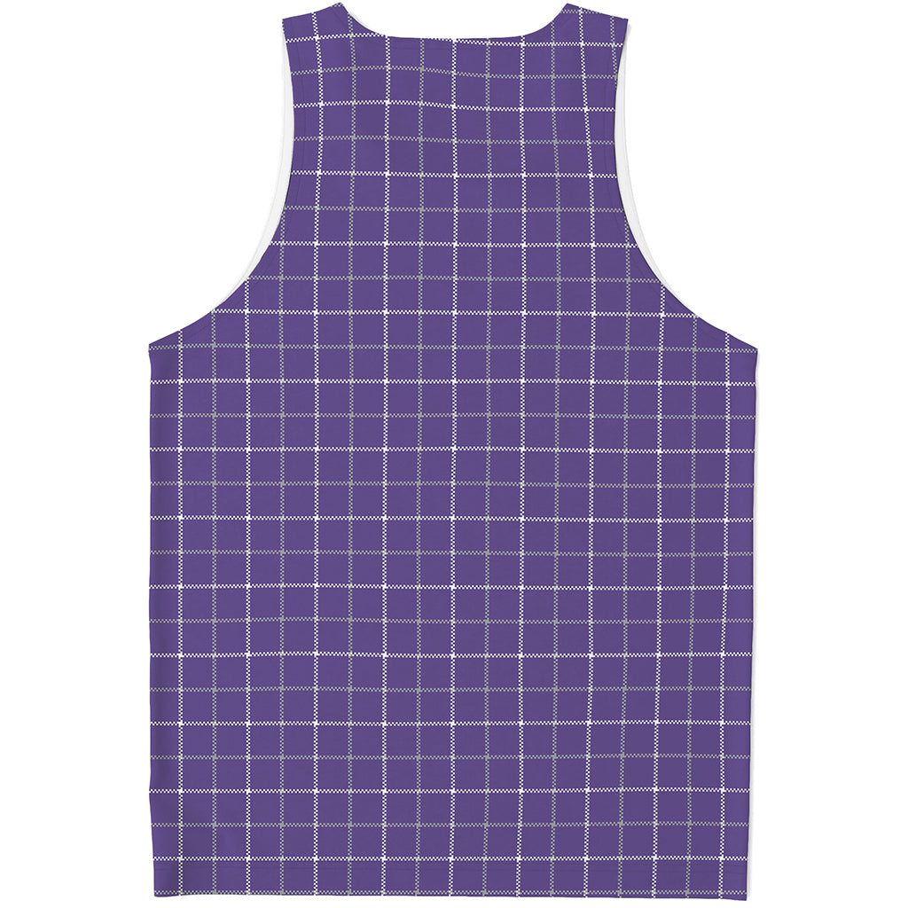 Purple Grey And White Tattersall Print Men's Tank Top