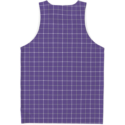 Purple Grey And White Tattersall Print Men's Tank Top