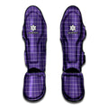 Purple Grey And White Tattersall Print Muay Thai Shin Guards