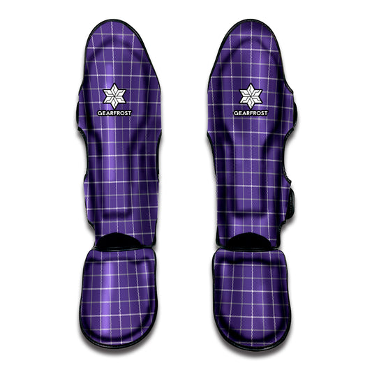 Purple Grey And White Tattersall Print Muay Thai Shin Guard
