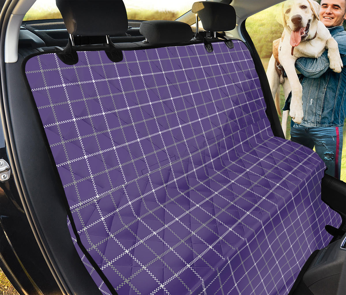 Purple Grey And White Tattersall Print Pet Car Back Seat Cover