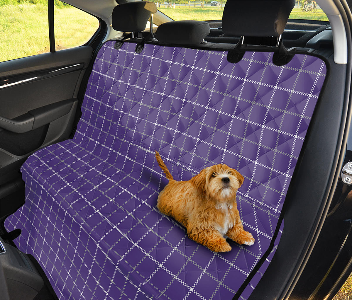 Purple Grey And White Tattersall Print Pet Car Back Seat Cover