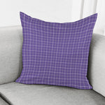Purple Grey And White Tattersall Print Pillow Cover