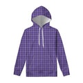 Purple Grey And White Tattersall Print Pullover Hoodie