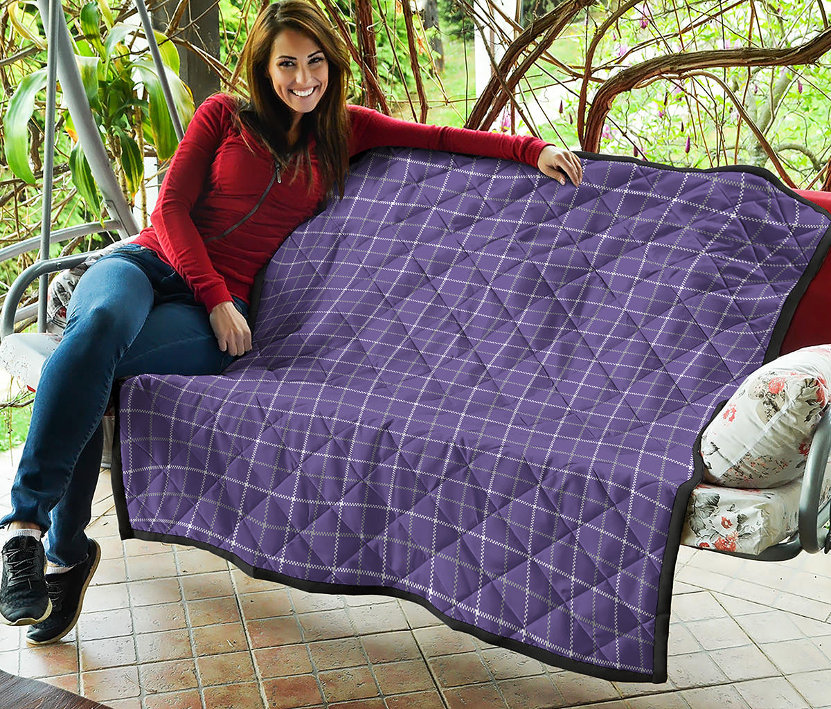 Purple Grey And White Tattersall Print Quilt