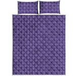 Purple Grey And White Tattersall Print Quilt Bed Set