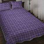 Purple Grey And White Tattersall Print Quilt Bed Set