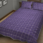 Purple Grey And White Tattersall Print Quilt Bed Set