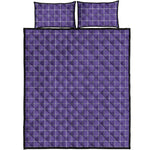 Purple Grey And White Tattersall Print Quilt Bed Set