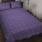 Purple Grey And White Tattersall Print Quilt Bed Set
