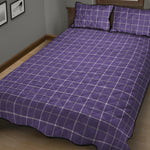 Purple Grey And White Tattersall Print Quilt Bed Set