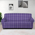 Purple Grey And White Tattersall Print Sofa Cover