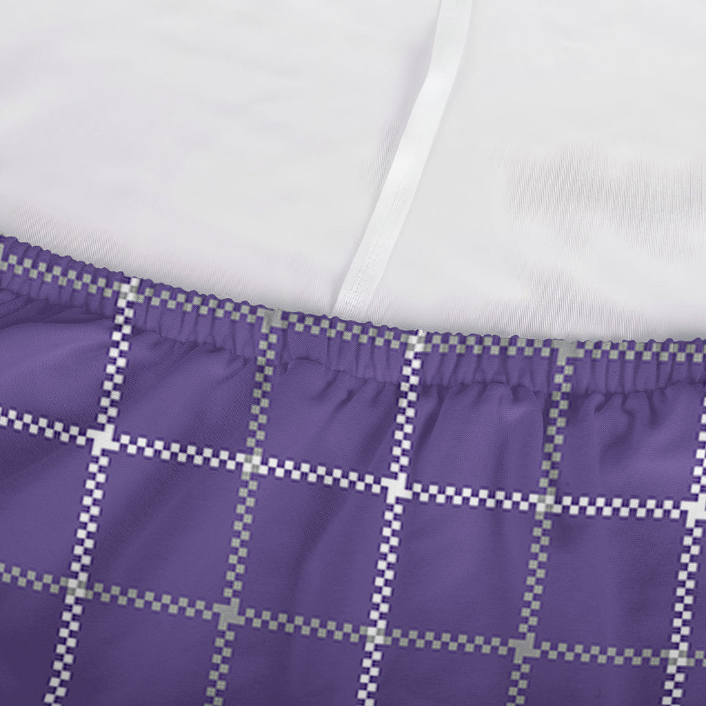Purple Grey And White Tattersall Print Sofa Cover