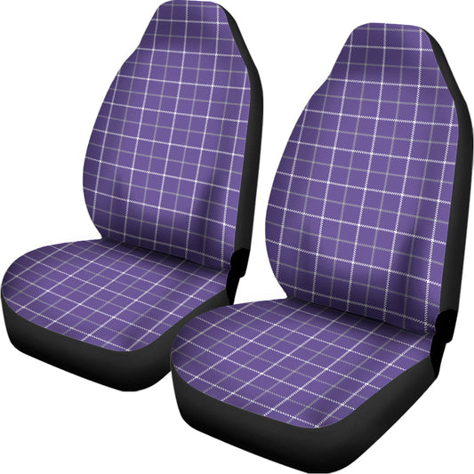 Purple Grey And White Tattersall Print Universal Fit Car Seat Covers