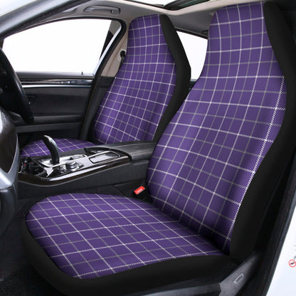 Purple Grey And White Tattersall Print Universal Fit Car Seat Covers